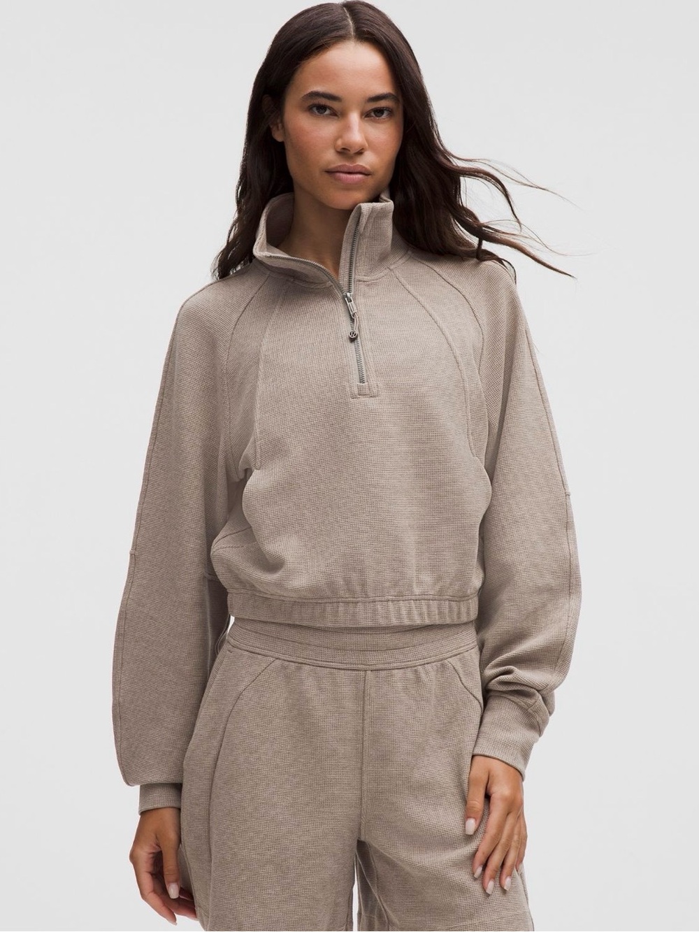 Scuba Cropped Funnel-Neck Half Zip *Waffle